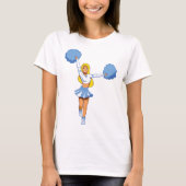 Cheerleader met blauwe Pom Poms T-shirt (Voorkant)