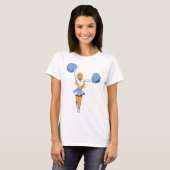 Cheerleader met blauwe Pom Poms T-shirt (Voorkant volledig)