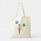 Cheerleader met blauwe Pom Poms Tote Bag (Achterkant)