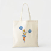 Cheerleader met blauwe Pom Poms Tote Bag (Voorkant)