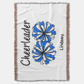 Cheerleader met blauwe & witte pompons deken (Voorkant Verticaal)