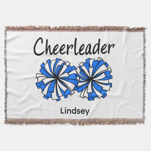 Cheerleader met blauwe & witte pompons deken (Voorkant)
