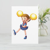 Cheerleader met Gele Pom Poms Kaart (Staand voorkant)