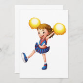 Cheerleader met Gele Pom Poms Kaart (Voorkant / Achterkant)