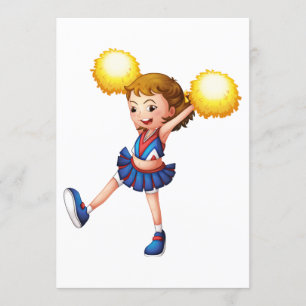 Cheerleader met Gele Pom Poms Kaart