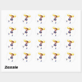 Cheerleader met Gele Pom Poms Ronde Sticker (Vel)
