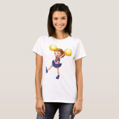 Cheerleader met Gele Pom Poms T-shirt (Voorkant volledig)