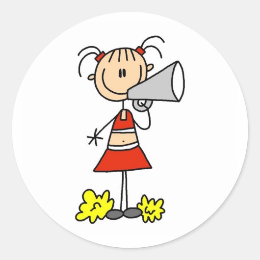 Cheerleader met Megaphone Ronde Sticker (Voorkant)