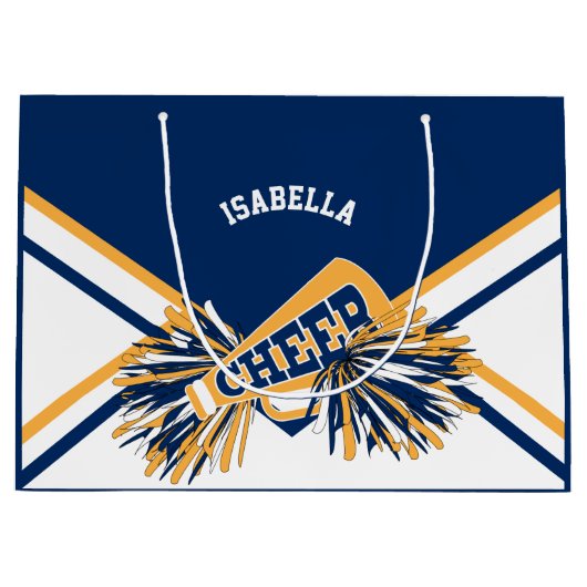 Cheerleader 📣 - Navy Blue, Goud, Wit Groot Cadeauzakje (Voorkant)