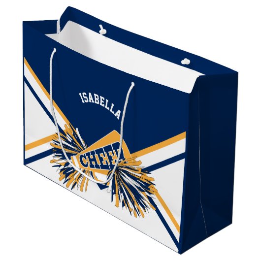 Cheerleader 📣 - Navy Blue, Goud, Wit Groot Cadeauzakje (Voorkant Gekanteld)