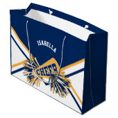 Cheerleader 📣 - Navy Blue, Goud, Wit Groot Cadeauzakje (Achterkant Gekanteld)