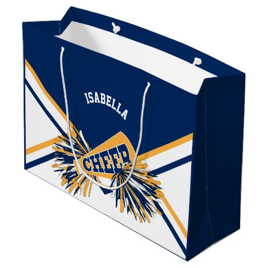 Cheerleader 📣 - Navy Blue, Goud, Wit Groot Cadeauzakje (Achterkant Gekanteld)