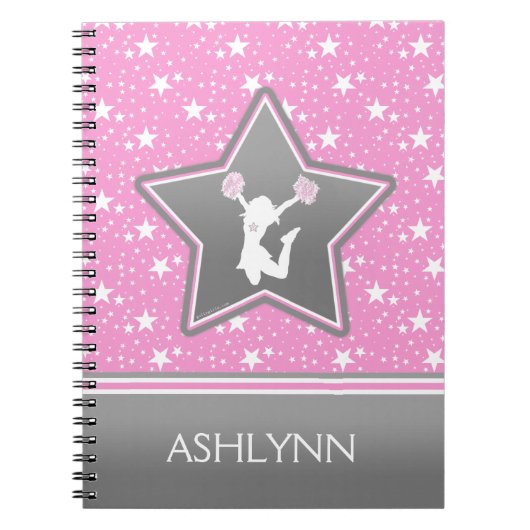 Cheerleader Onder de sterren in roze met JOUW NAAM Notitieboek (Voorkant)