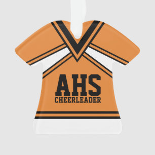 Cheerleader Oranje en zwart met Varsity Letters Ornament