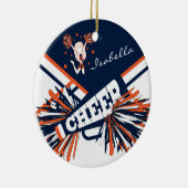 Cheerleader - Oranje, wit en marineblauw Keramisch Ornament (Rechts)