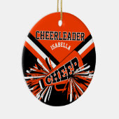 Cheerleader 📣 💖 - Oranje, wit en zwart Keramisch Ornament (Rechts)