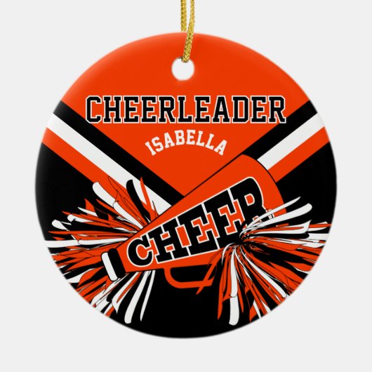 Cheerleader 📣 💖 - Oranje, wit en zwart Keramisch Ornament (Voorkant)