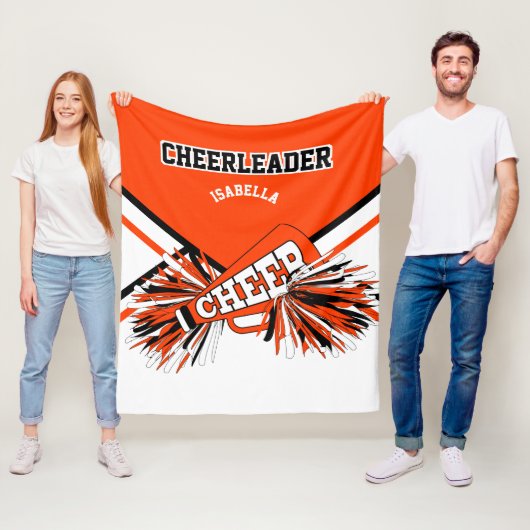 📣 Cheerleader - Oranje, zwart en wit Fleece Deken (In situ)
