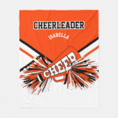 📣 Cheerleader - Oranje, zwart en wit Fleece Deken (Voorkant)