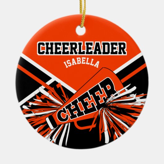 Cheerleader 📣 - Oranje, zwart en wit Keramisch Ornament (Voorkant)