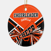 Cheerleader 📣 - Oranje, zwart en wit Keramisch Ornament (Links)