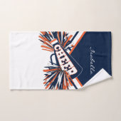 Cheerleader Outfit in Blue, Oranje and White Handdoek (Handdoek)