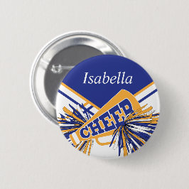 Cheerleader Outfit in Blue, White en Gold Ronde Button 5,7 Cm