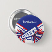 Cheerleader Outfit in Blue, White en Red Ronde Button 5,7 Cm (Voorkant /achterkant)