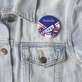 Cheerleader Outfit in Blue, White en Red Ronde Button 5,7 Cm