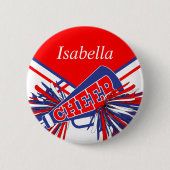 Cheerleader Outfit in Blue, White en Red Ronde Button 5,7 Cm (Voorkant)