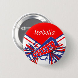 Cheerleader Outfit in Blue, White en Red Ronde Button 5,7 Cm