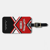 Cheerleader Outfit in Dark Red, Black and White Bagagelabel (Voorkant horizontaal)