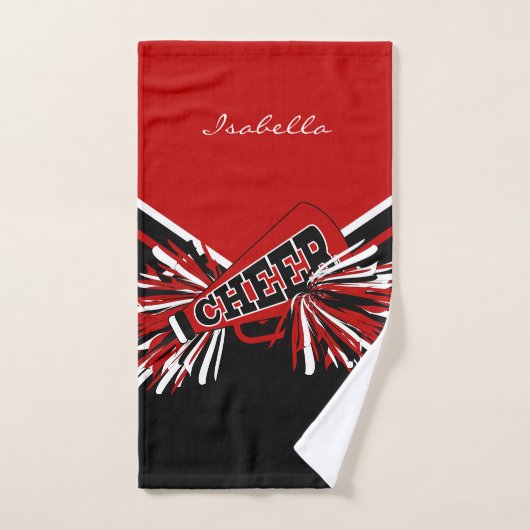 Cheerleader Outfit in Dark Red, Black & White Handdoek (Handdoek)