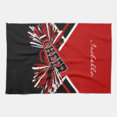 Cheerleader Outfit in Dark Red, Black & White Theedoek (Horizontaal)