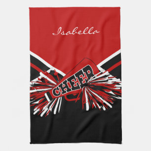 Cheerleader Outfit in Dark Red, Black & White Theedoek