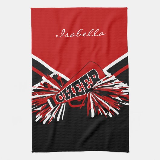 Cheerleader Outfit in Dark Red, Black & White Theedoek (Verticaal)