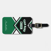 Cheerleader Outfit in donkergroen, zwart en wit Bagagelabel (Voorkant horizontaal)