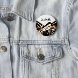 Cheerleader Outfit in Gold, White en Black Ronde Button 5,7 Cm