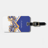 Cheerleader Outfit in Gold, White en Blue Bagagelabel (Voorkant horizontaal)