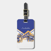 Cheerleader Outfit in Gold, White en Blue Bagagelabel (Voorkant verticaal)