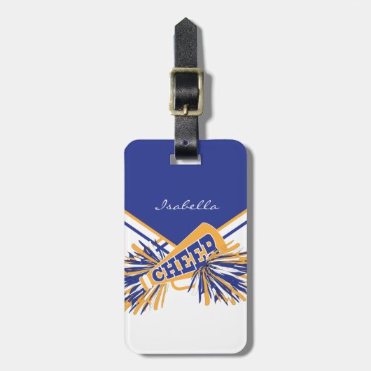 Cheerleader Outfit in Gold, White en Blue Bagagelabel (Voorkant verticaal)