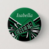 Cheerleader Outfit in groen, zwart en wit Ronde Button 5,7 Cm (Voorkant)