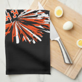 Cheerleader Outfit in het Oranje, zwart en wit Theedoek (Quarter Fold)