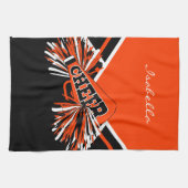 Cheerleader Outfit in het Oranje, zwart en wit Theedoek (Horizontaal)