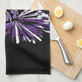 Cheerleader Outfit in het Paars, zwart en wit Theedoek (Quarter Fold)