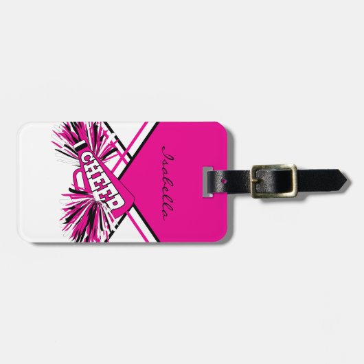 Cheerleader Outfit in Hot Pink, White en Black Bagagelabel (Voorkant horizontaal)