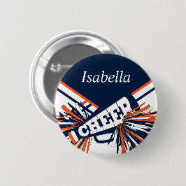 Cheerleader Outfit in Navy Blue, Oranje & White Ronde Button 5,7 Cm