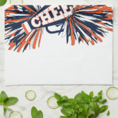 Cheerleader Outfit in Navy Blue, Oranje & White Theedoek (Gevouwen)