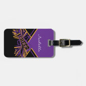 Cheerleader Outfit in Paars, goud en zwart Bagagelabel (Voorkant horizontaal)