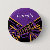 Cheerleader Outfit in Paars, goud en zwart Ronde Button 5,7 Cm (Voorkant)